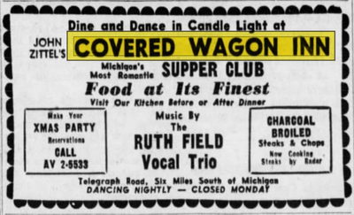John Zittels Covered Wagon Inn - December 1954 Ad (newer photo)